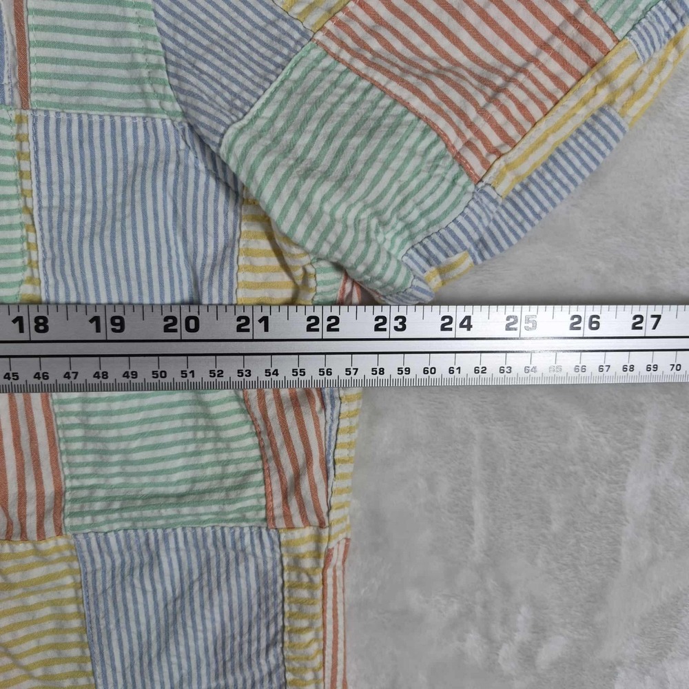 J. Crew Seersucker Shirt Men's Large Tall LT Classic Patch Work Short Sleeve - Picture 2 of 7